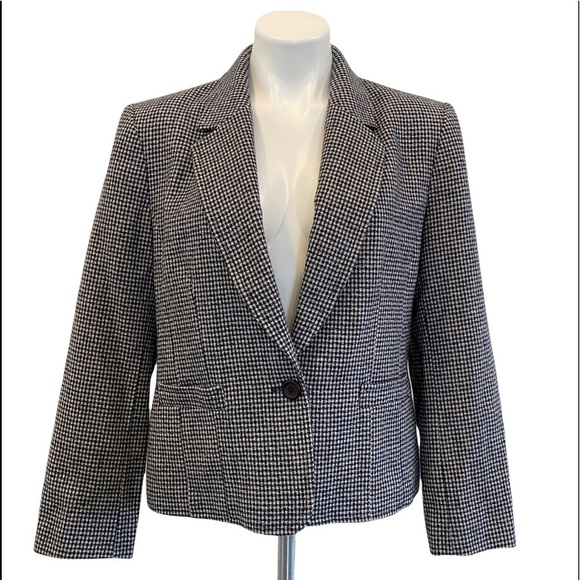 PENDLETON Vintage Shepard Check Plaid Wool Single Breasted Blazer Navy Size 10 - Picture 2 of 9